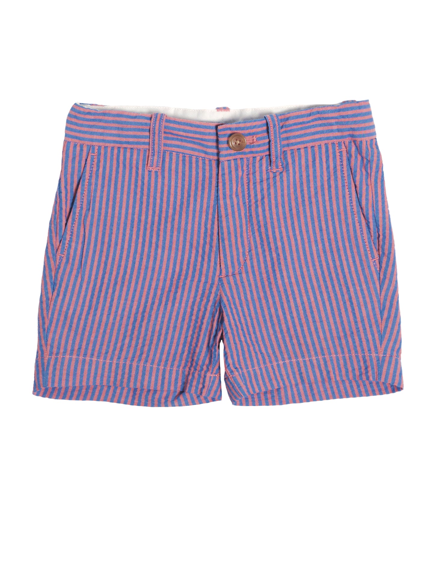 [2y] Crewcuts Stripe Salmon Pink & Blue Shorts