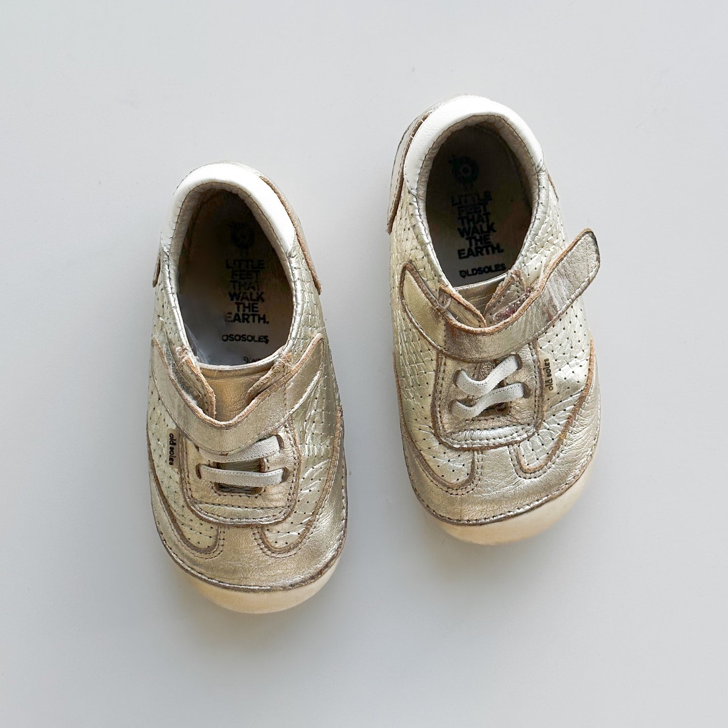 [EU25] Old Soles Metallic/Gold Leather Velcro Sneakers