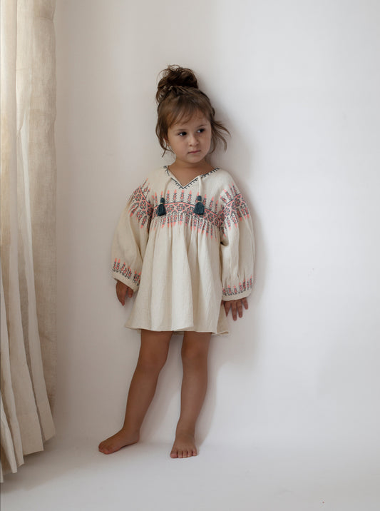 [2y] Louise Misha Long-Sleeve Dress (or blouse) "Nazra" in Cream