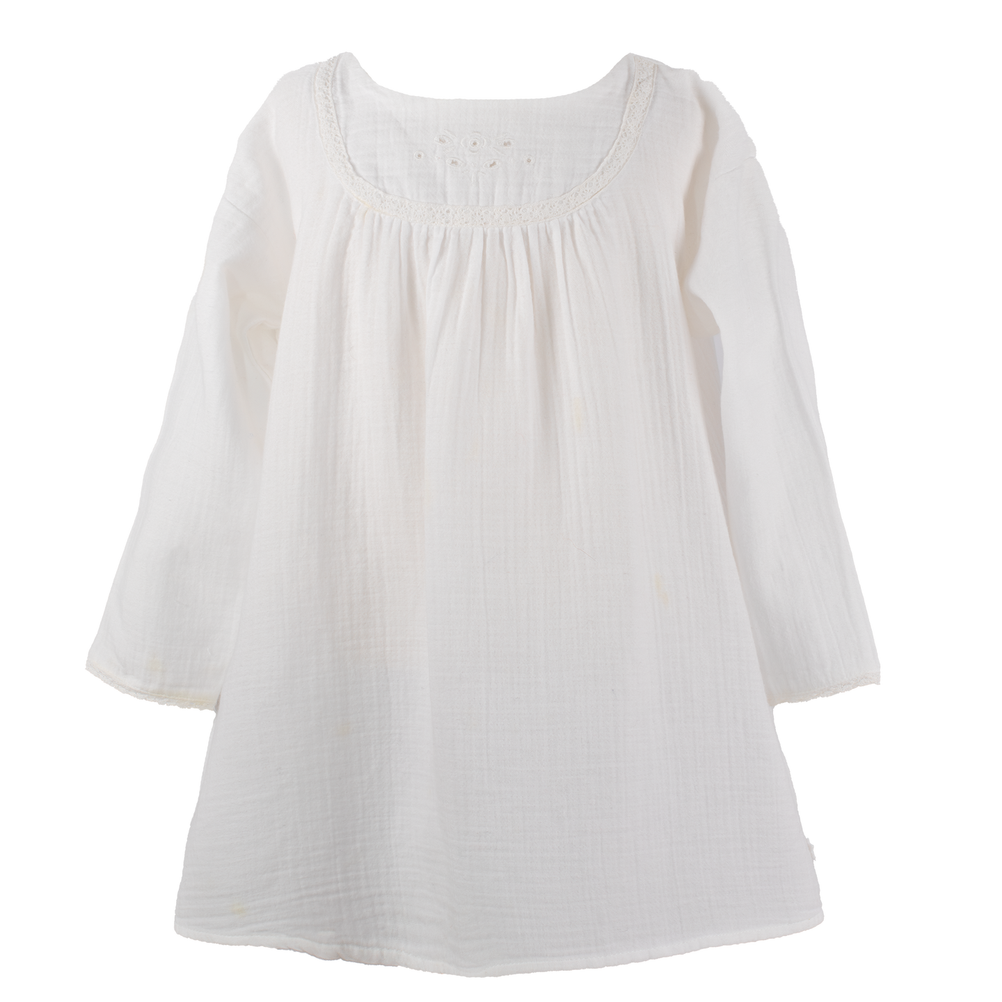 [2y OR 4y] Tocoto Vintage Cotton LS Dress in Soft White
