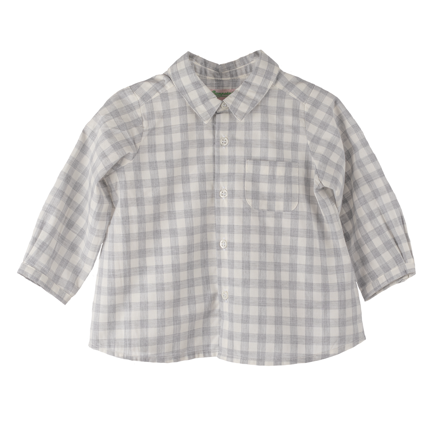 [6m] Bonpoint Boys Grey and White Checkered Shirt