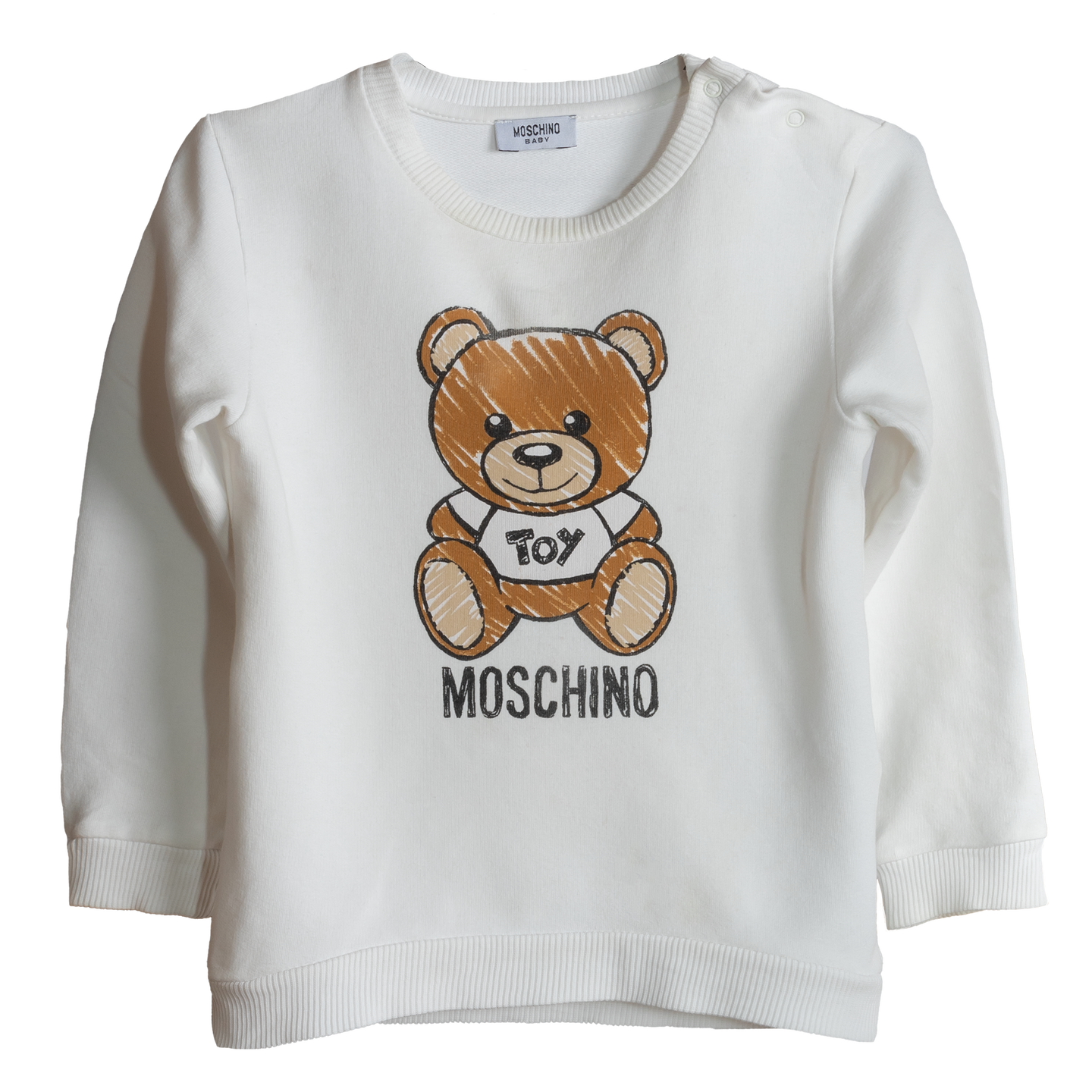 [18-24m] Moschino Baby Toy Teddy Bear Sweatshirt in White