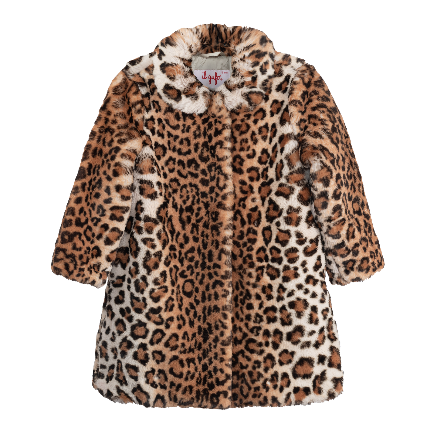 [5y] IL GUFO Girls Faux Leopard Coat
