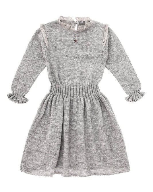 [6-8*y] Tocoto Vintage Knitted Elastic Waistband Dress - Grey BNWT