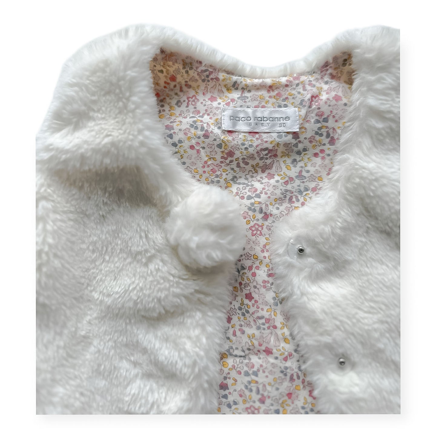 [2y] Paco Rabanne Girls  Faux Fur Vest - White/Cream