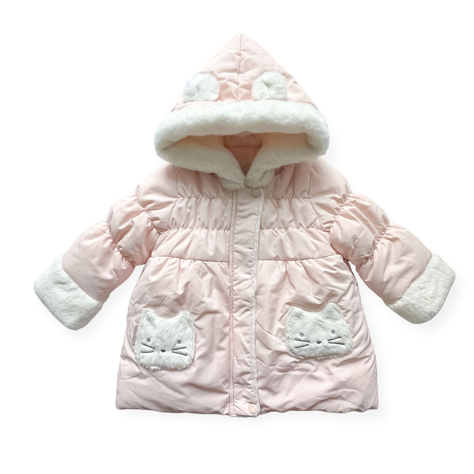 2y] Paco Rabanne Girls Padded Faux Fur Lined Hooded Coat - Kitten