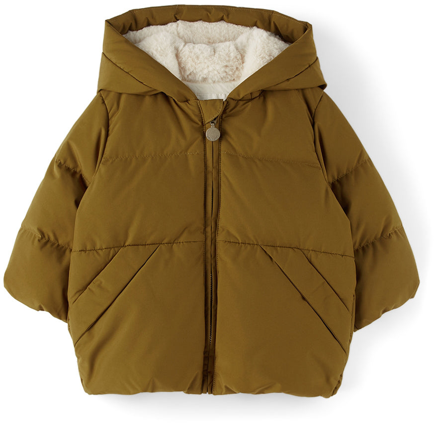 [18-24m] Bonpoint Baby Khaki Down Power Puffer Jacket - Water Repellent
