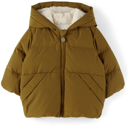 [2y] Bonpoint Baby Khaki Down Power Puffer Jacket - Water Repellent