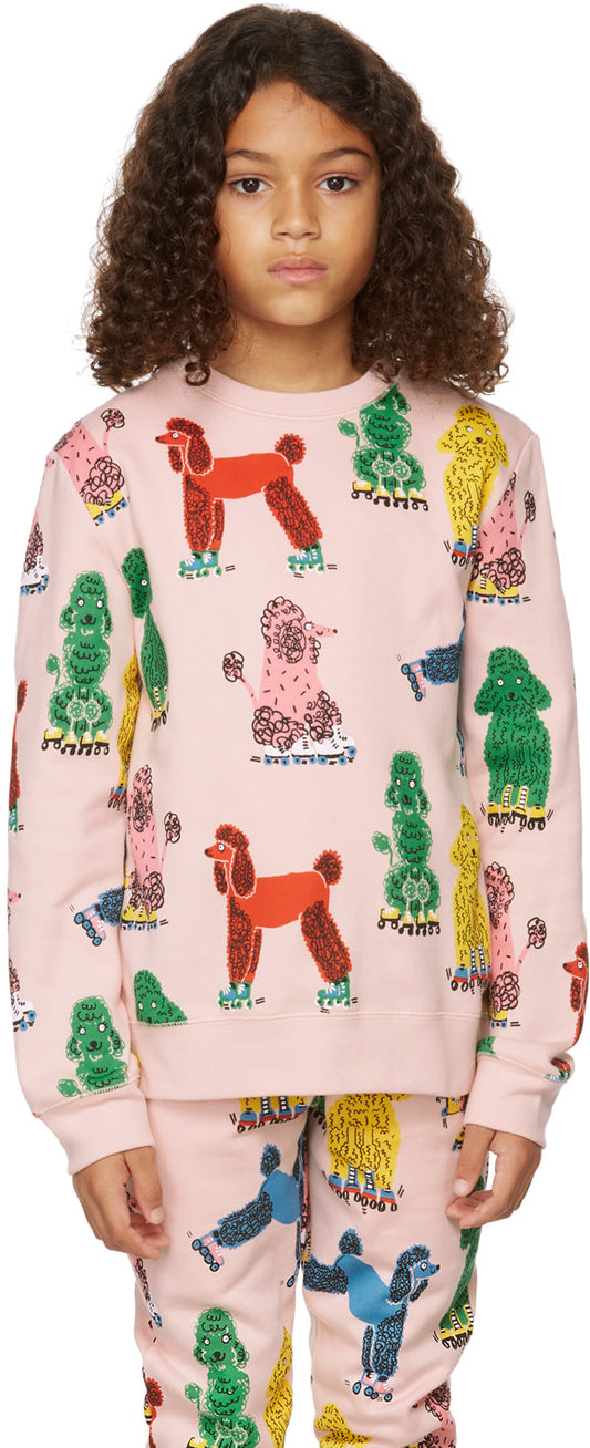 [12y] Stella McCartney Kids Pink Doodle Poodles Crew Neck Sweatshirt