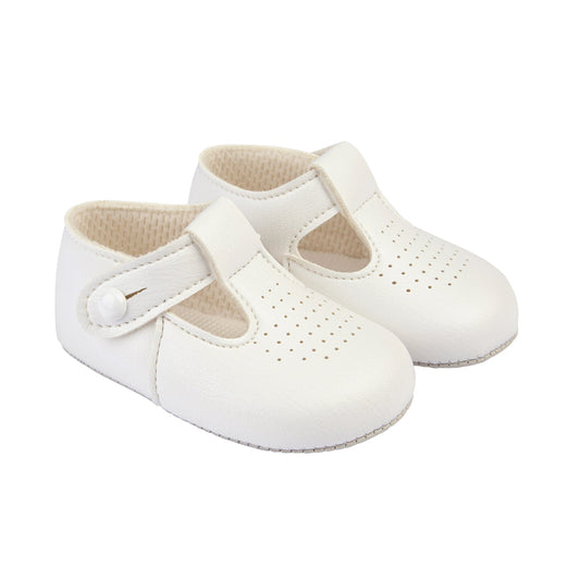 [EU19] BAYPODS White T-Bar Soft Sole Shoes