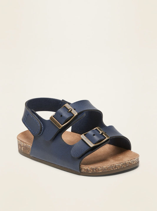 [3-6m] Old Navy Sueded Double-Buckle Sandals NWOT in Navy