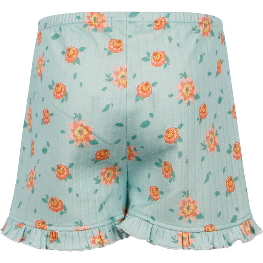 [3/*4y] Louise Misha Floral Print Ruffled Shorts in Turqoise BNWT