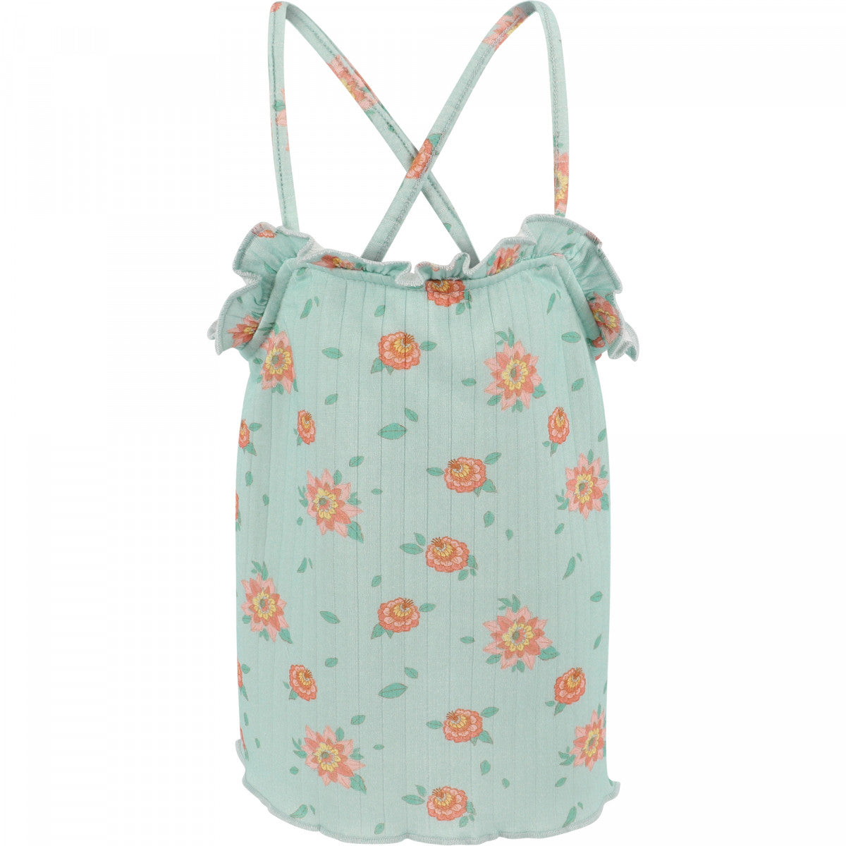 [3*/4y] Louise Misha Ribbed Floral Print Open Back Top - Turqoise  Flowers