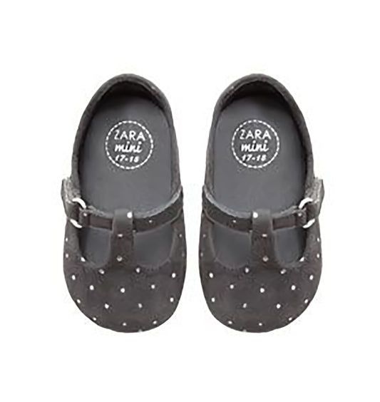 [EU17-18/0-6m] Zara Mini Leather Polka Dot Ballerina Flats