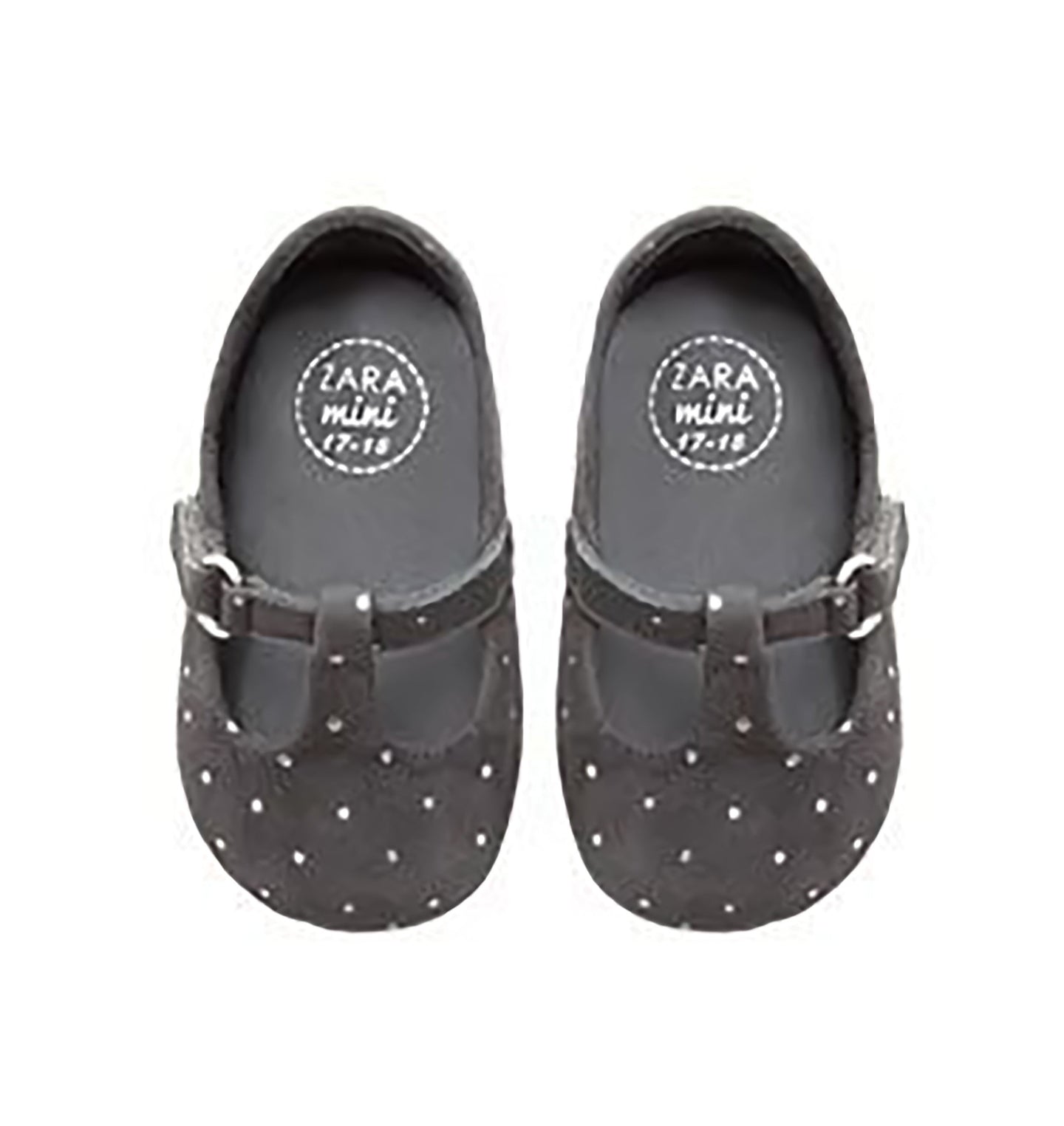 [0-6m] Zara Mini Leather Polka Dot Ballerina Flats
