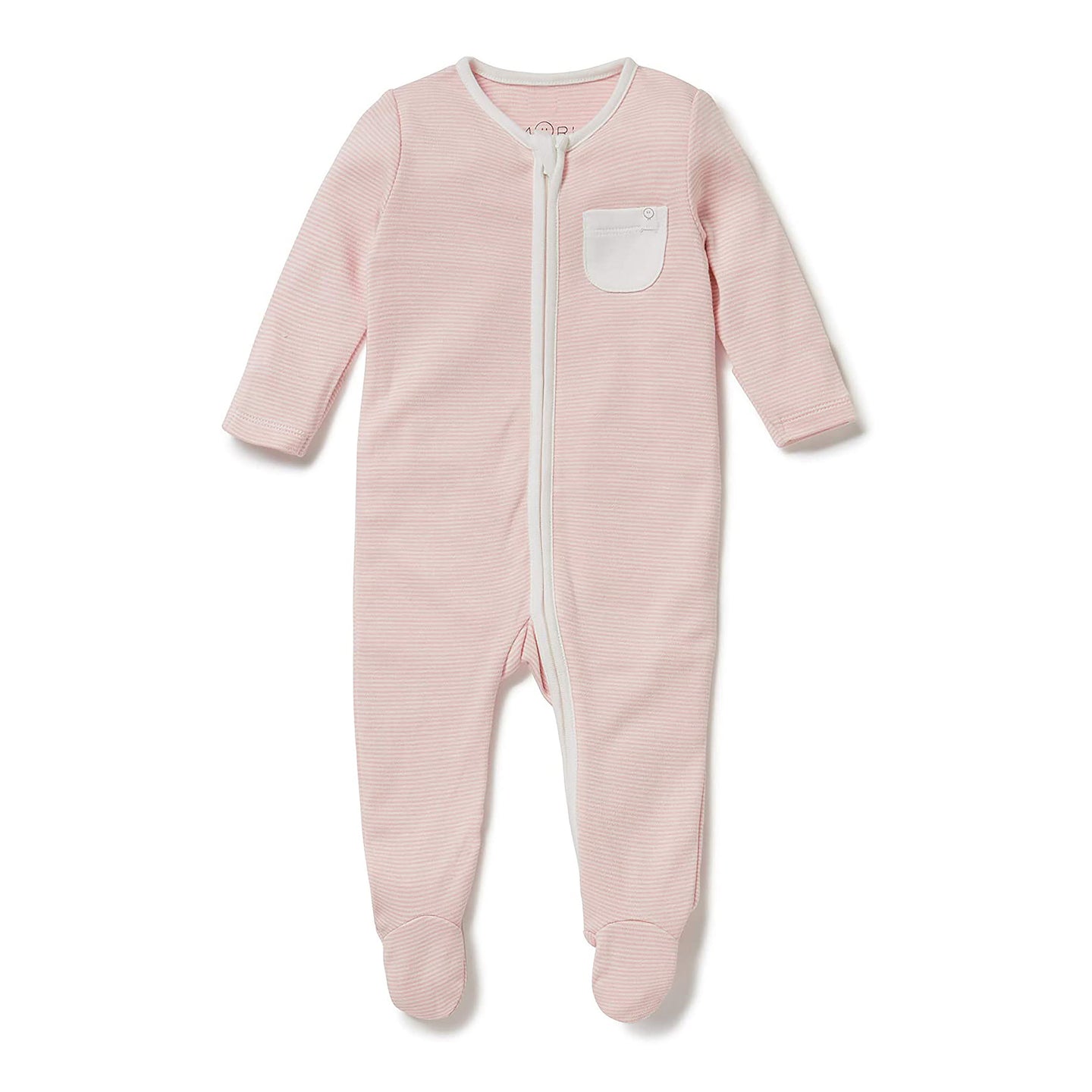 [18-24m] MORI Organic Baby Zip-Up Sleepsuit in Blush Stripe