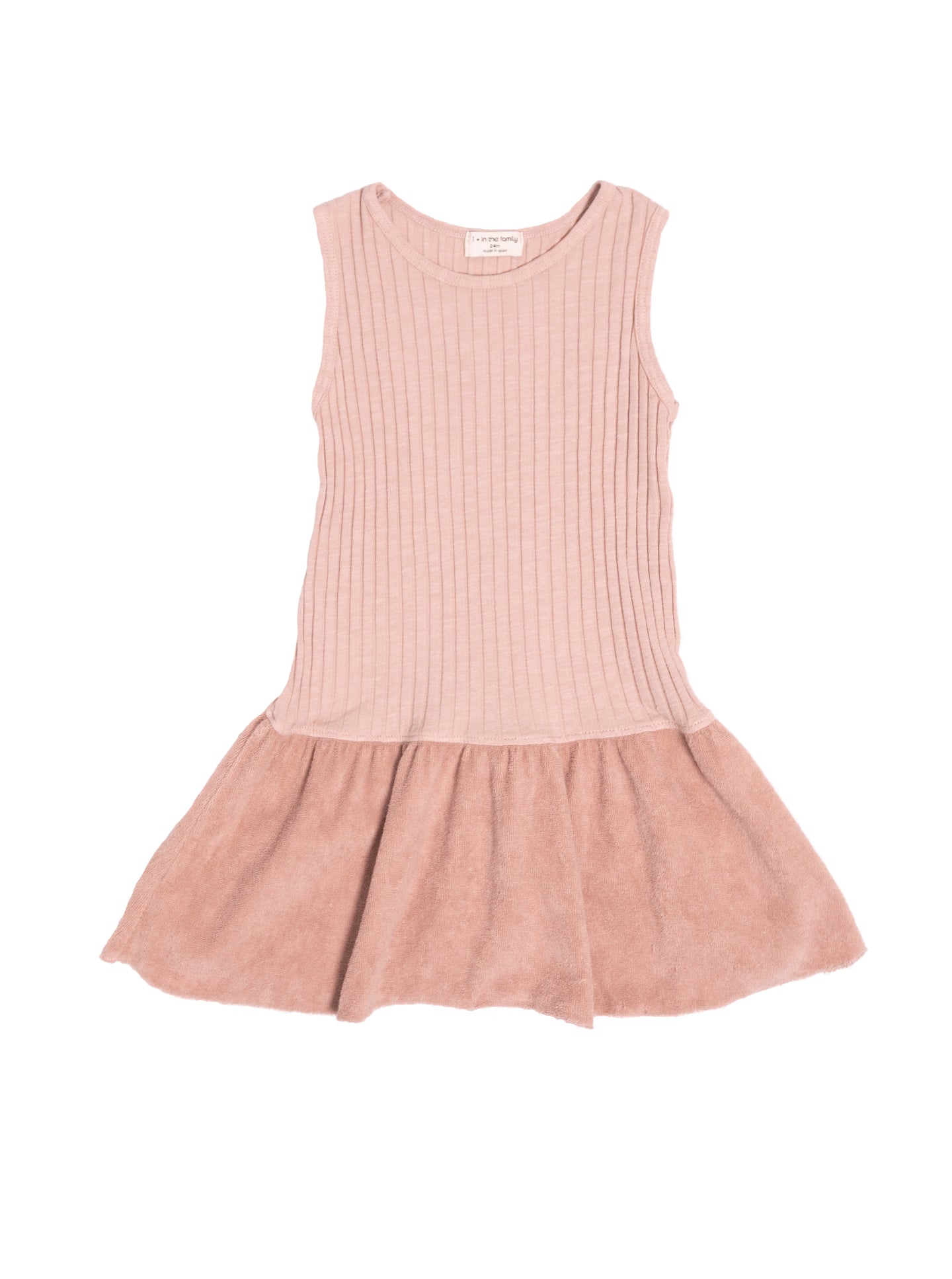 [18-24m] 1 + In The Family Baby Girls Ribbed Cotton Terry Cloth Dress