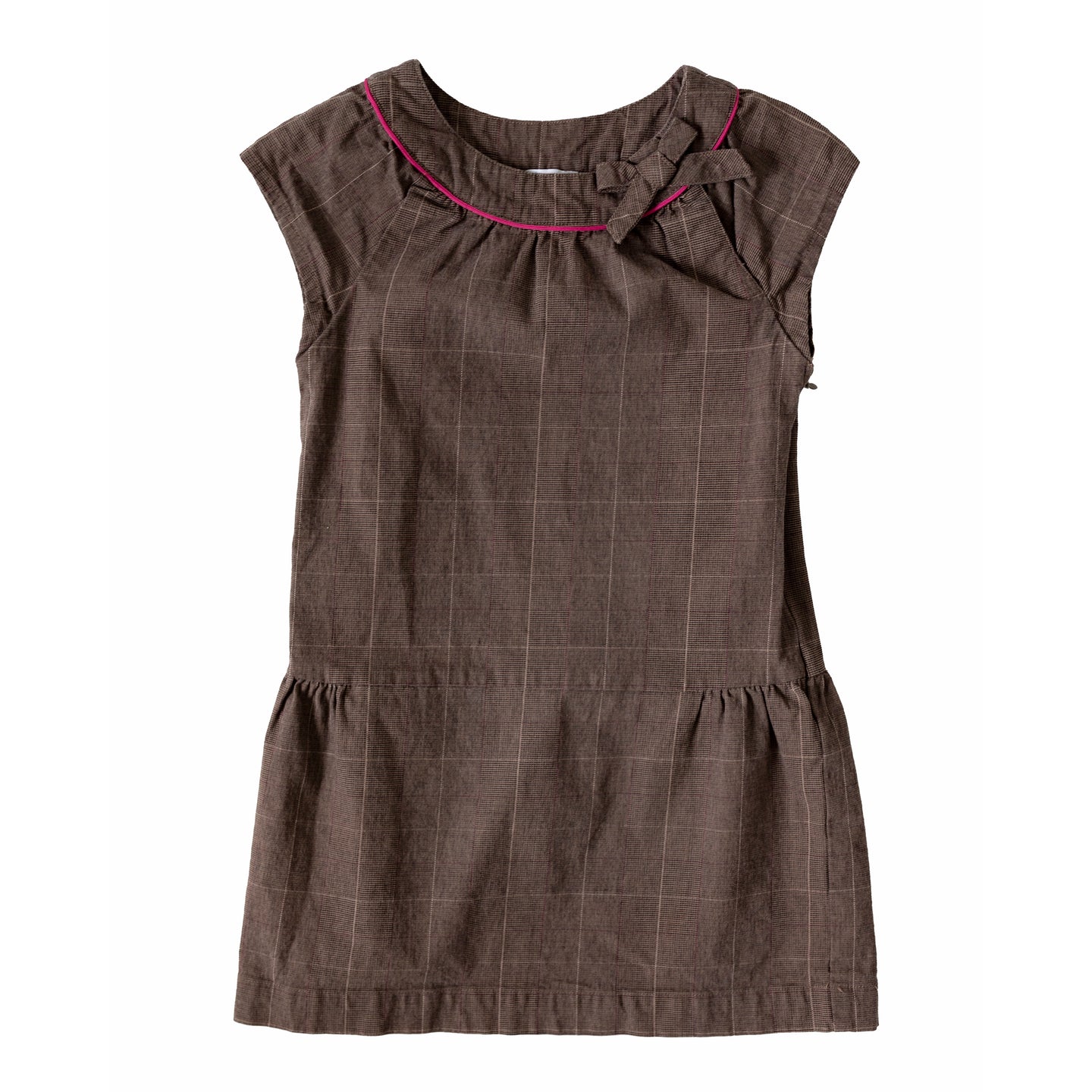 [7/8y] Jacadi Girls' Soft Brown Plaid Dress