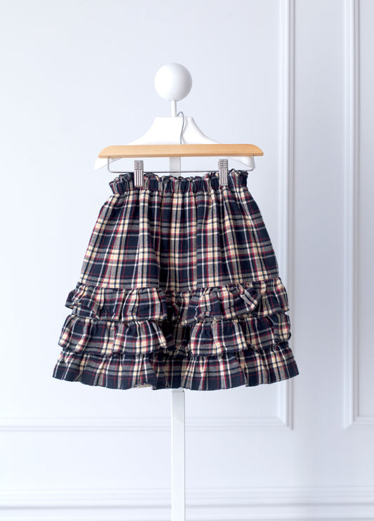 [5y] Olive Juice Plaid Ruffle Tartan Skirt