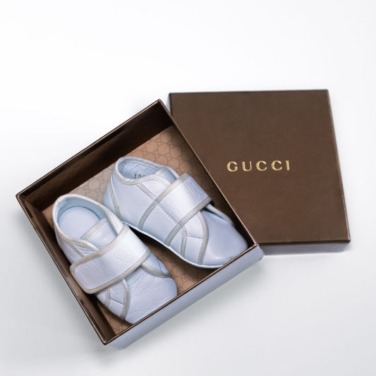 [EU19/US4] GUCCI Baby Leather White Sneakers- w/box