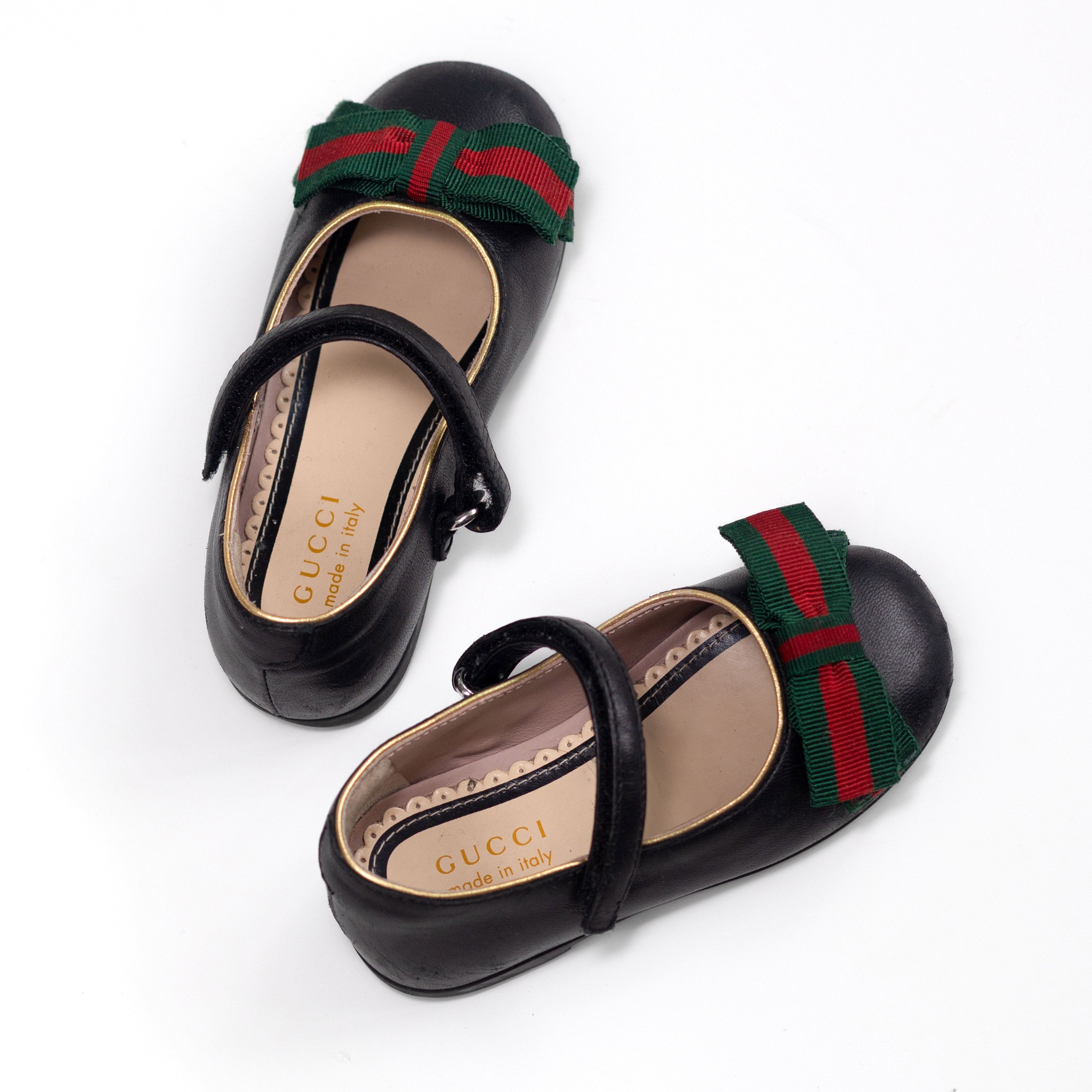 EU22] GUCCI Baby Girls Mary Janes in Black with Designer Bow