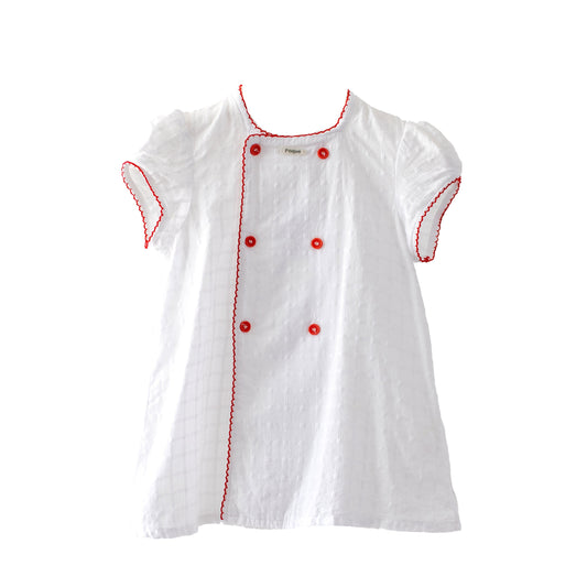 [12-24m] Foque Spain White Dress & Red Bloomer Set