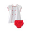 [18-24m] Foque Spain White Dress & Red Bloomer Set