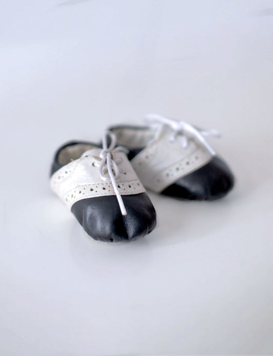 [US1] Baby Bloch Black & White Leather Shoes