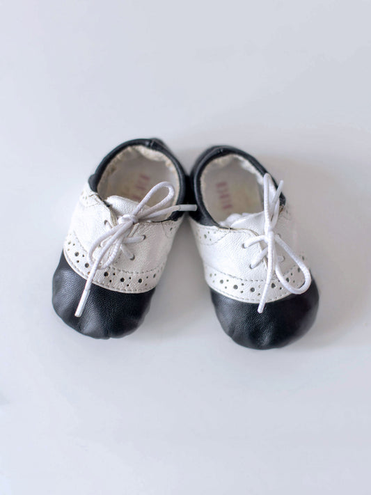 [US1] Baby Bloch Black & White Leather Shoes