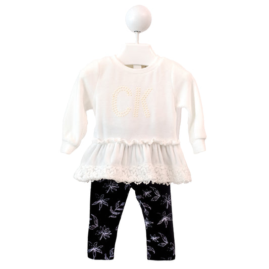 [12m] Calvin Klein Soft Cotton  Top & Floral Leggings Set