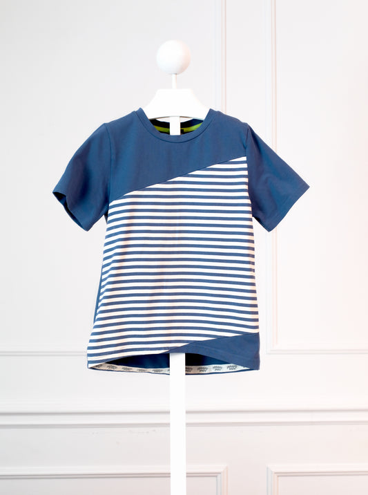 [8y] Peekaboo Beans Blue Stripe T-Shirt