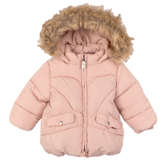 [6/9m] Zara Baby Pink Faux Fur Puffer Coat