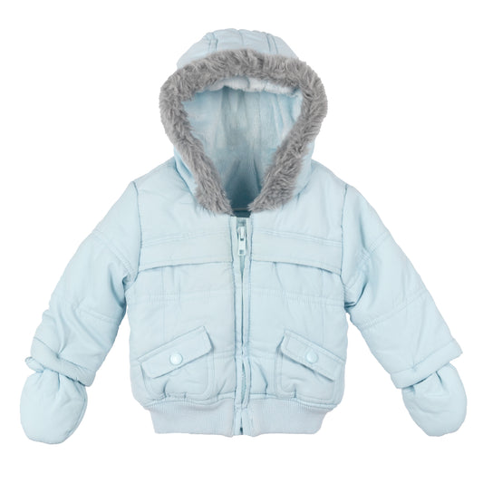 [3-6m] Mothercare Soft Blue Puffer Jacket w/Mittens