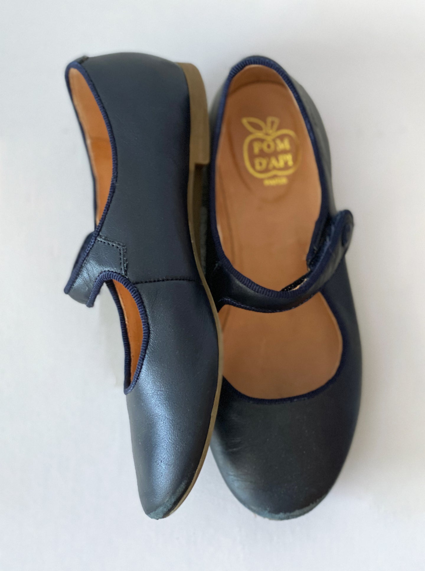 [EU30] Pom D'Api Girls' Navy Daisy Mary Jane Shoes