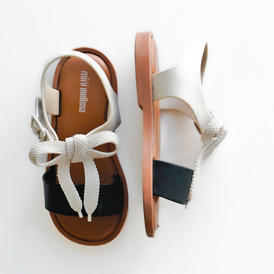 [EU25/US8.5/9] Mini Melissa Black and White Bow Sandals