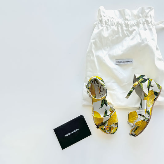 [EU26] Dolce & Gabbana Girls Yellow Floral Open-Toe Wedges BNWT