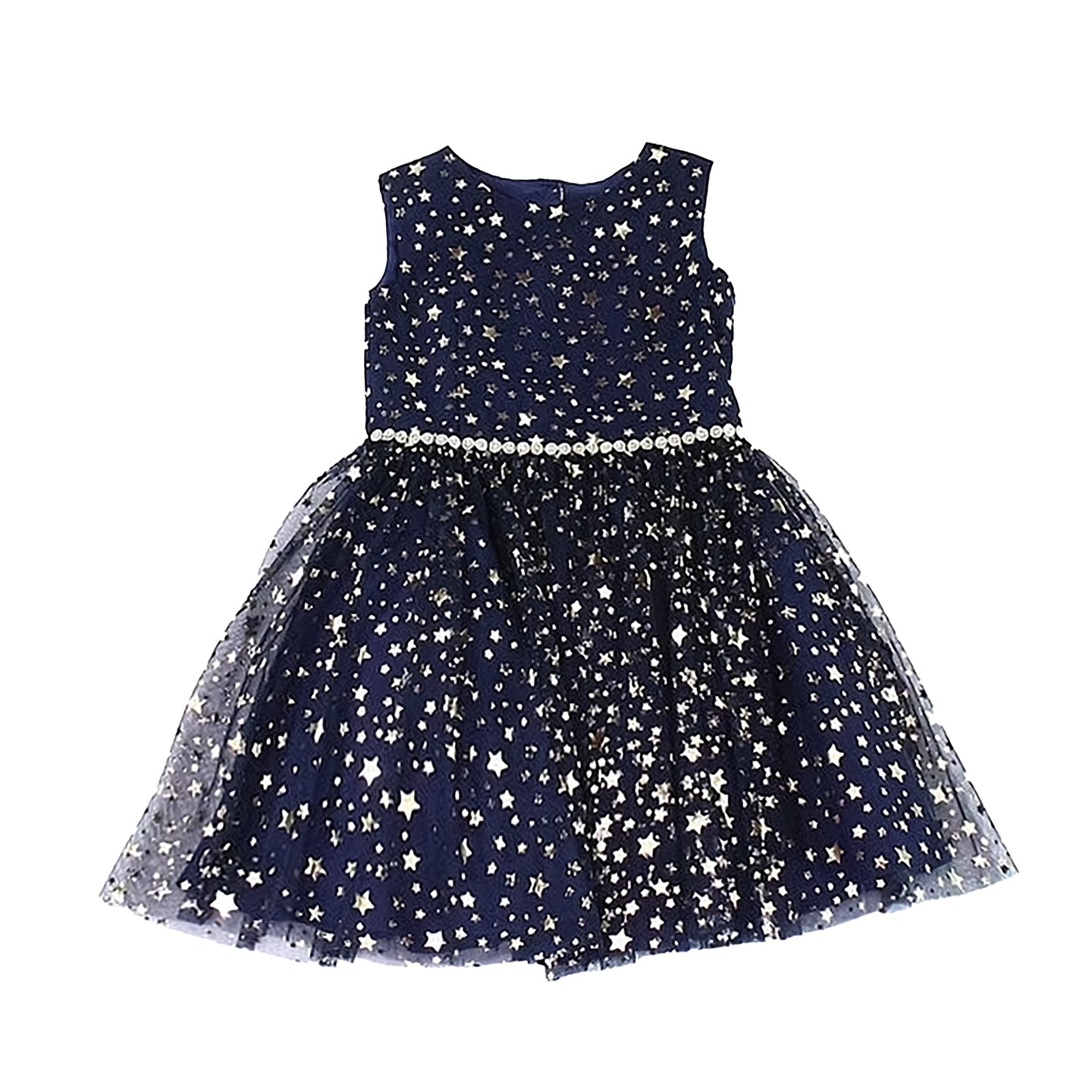 [18m] Pastourelle by Pippa & Julie Blue Girls Size 5 Star-Print Mesh Dress