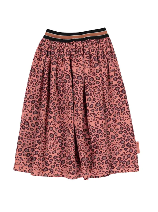 [6y] Piupiuchick Black and Orange Animal Print Pleated Long Skirt