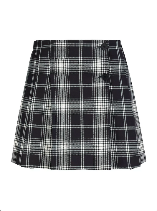 [6-8y] Bonpoint Black Plaid Pleated Mini Skirt
