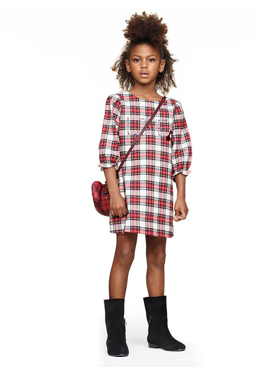 [4y] Bonpoint Red & Ivory Check Cotton Dress
