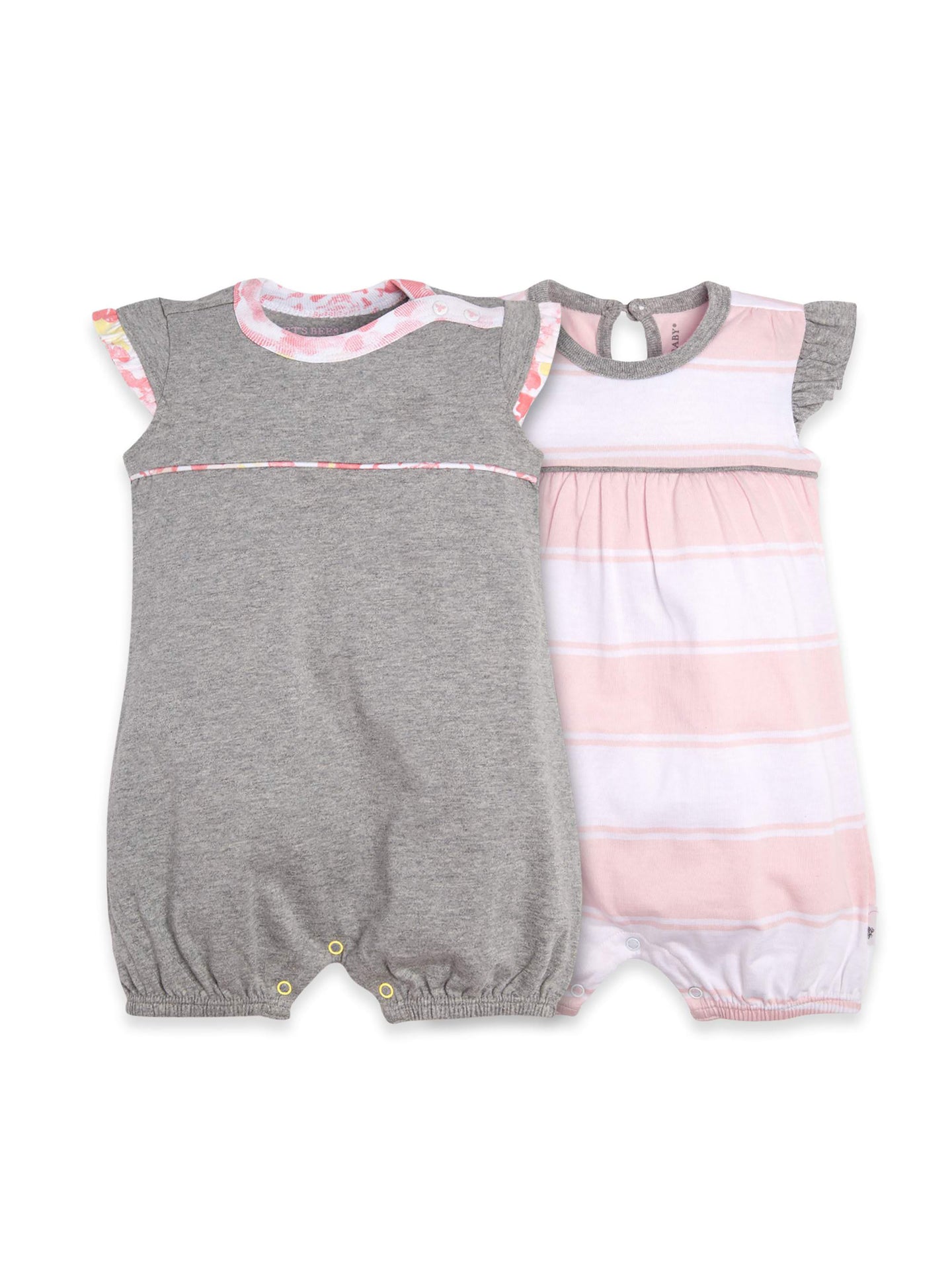 [3-6m] Burt's Bees Baby Girls  2-Pack Bubble Rompers