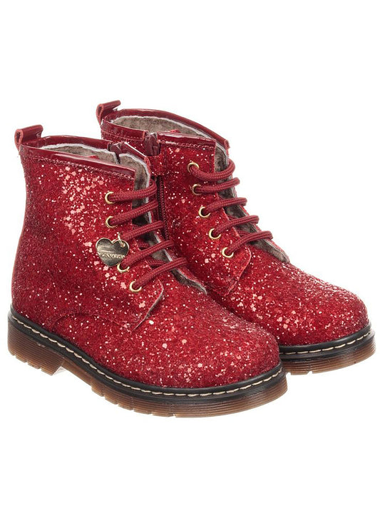 [EU27] MONNALISA Red Glitter Fur Lined Boots