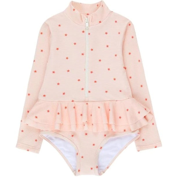 [5/6y] TINYCOTTONS Starfish Frills LS One-Piece swimsuit