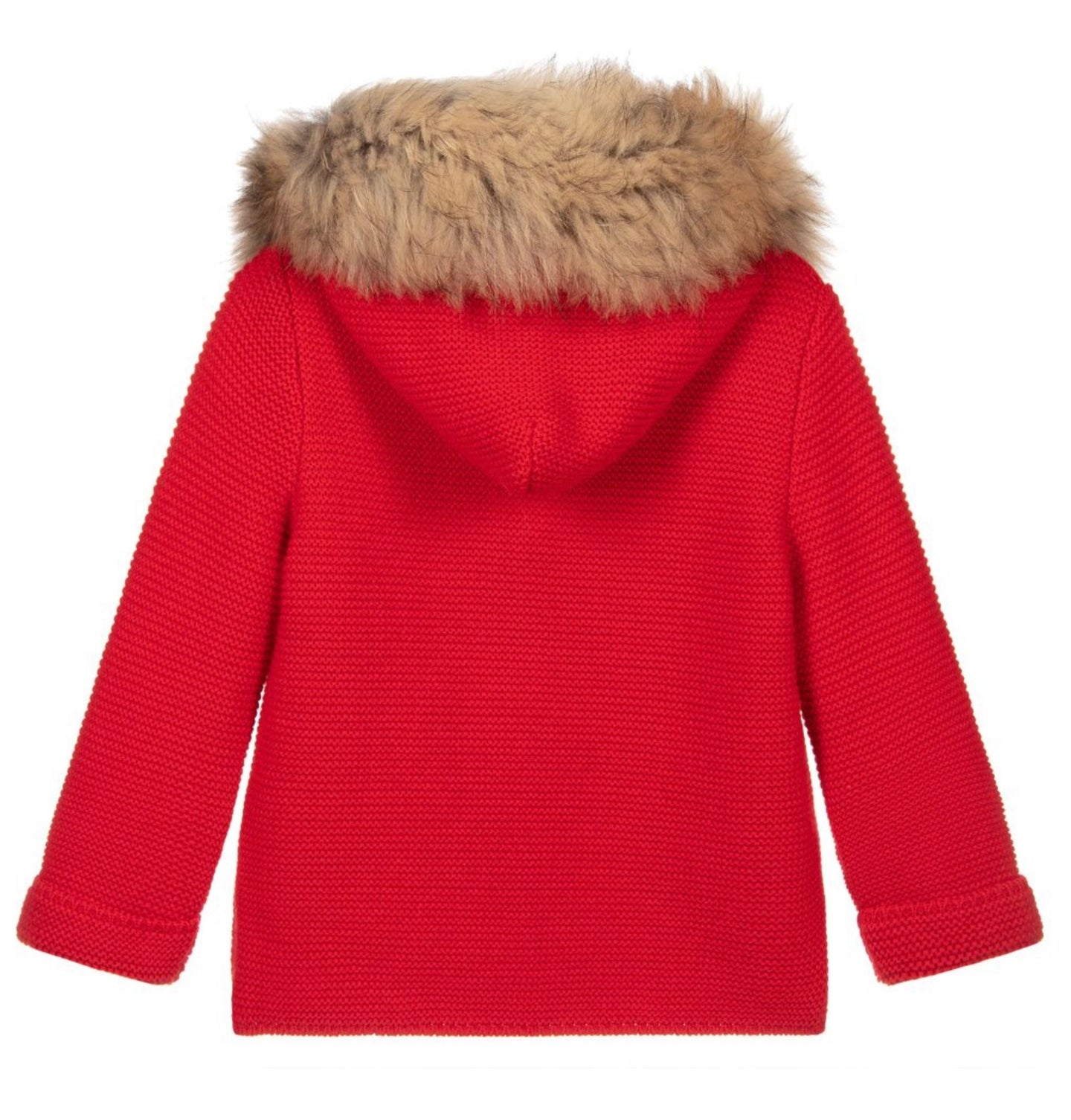 [24m] Foque Unisex Red Coat & Fur Trim Hood