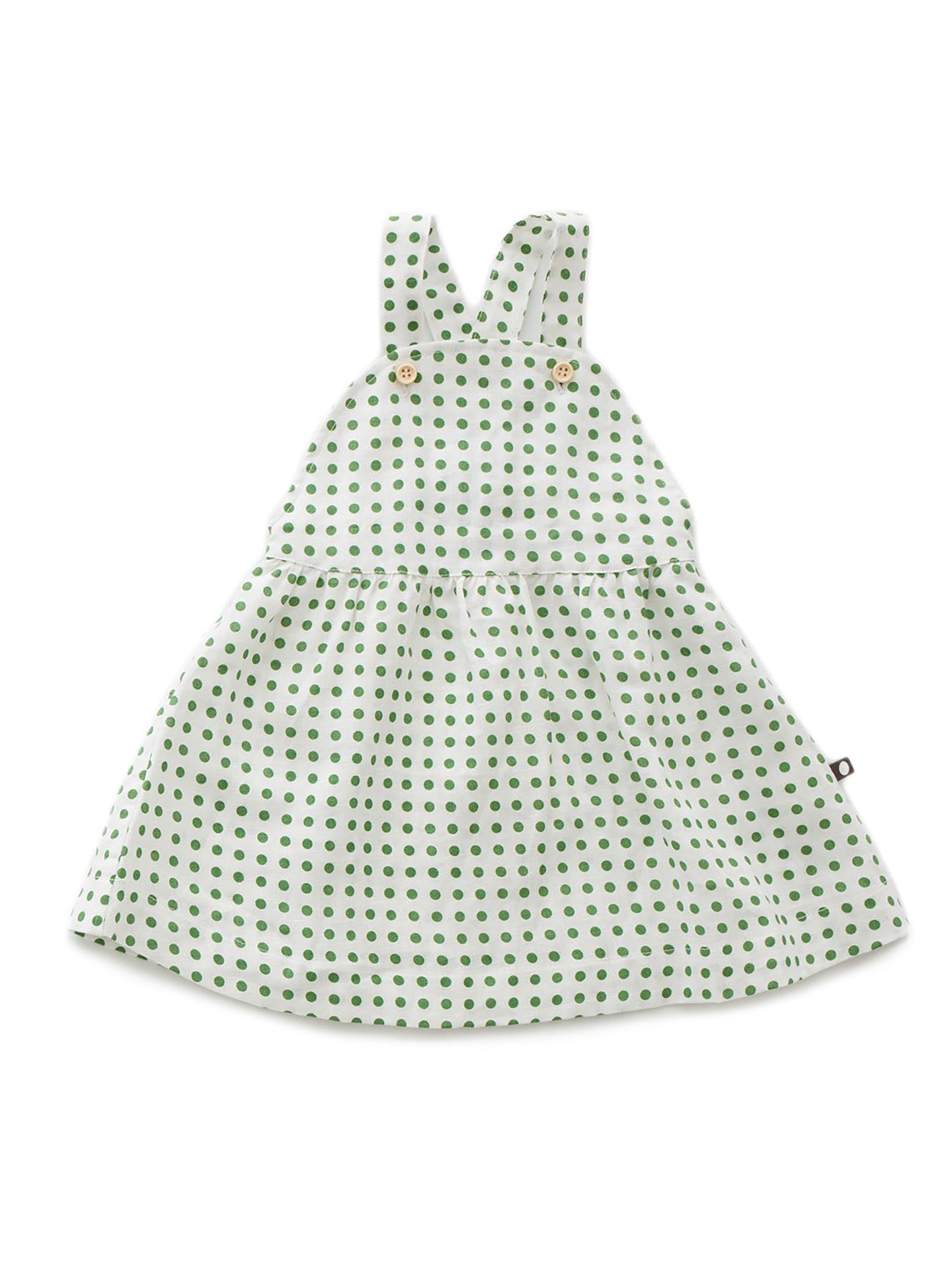 [2y] Oeuf Linen Dress - Green Dots