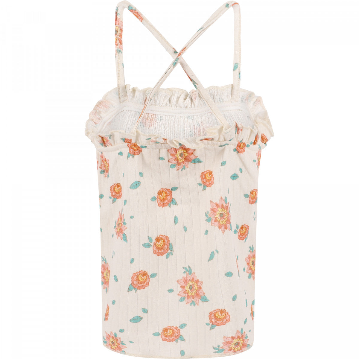 [3/4y] Louise Misha Ribbed Floral Print Open Back Top