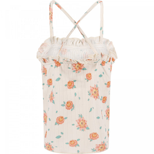 [3*/4y] Louise Misha Ribbed Floral Print Open Back Top