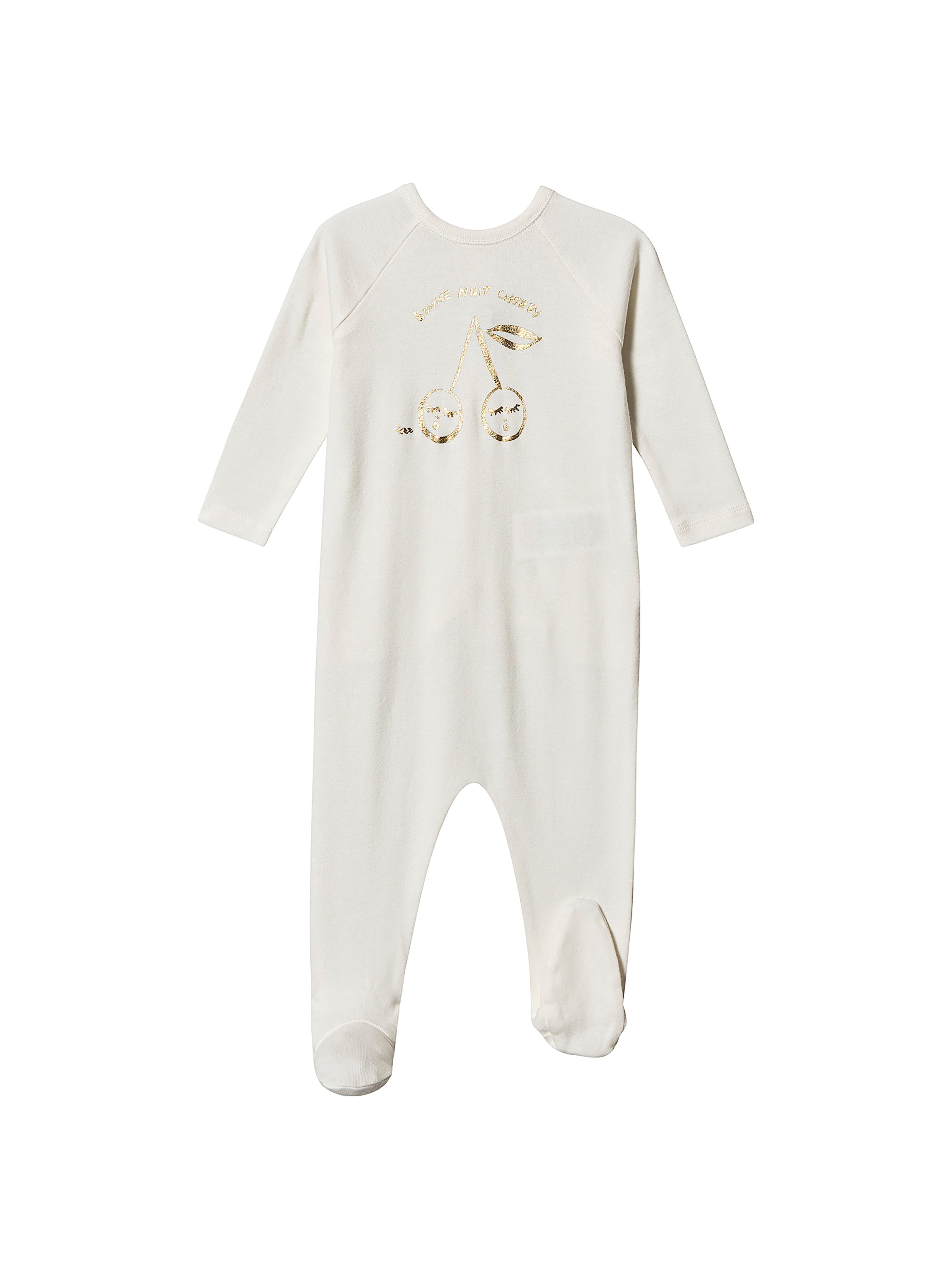 6m] Bonpoint White Cotton Gold Cherry Babygrow – Goodbuyandhello