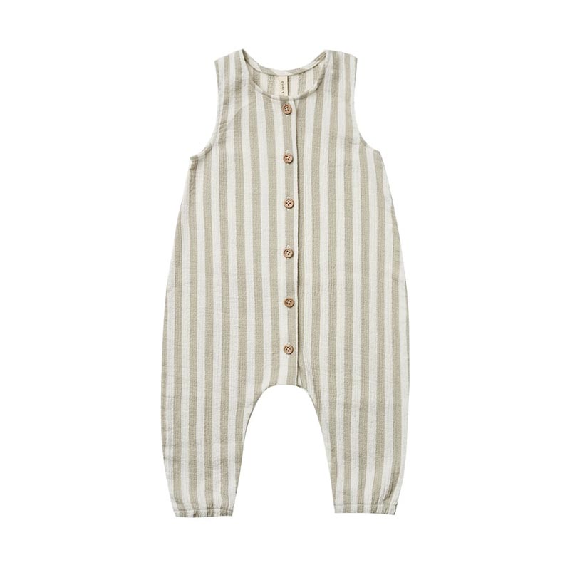 [0-3m] Quincy Mae Woven Button Jumpsuit in Stripe
