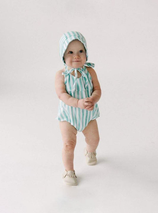 [0-6m] Little & Lively Baby Bonnet - Cabana Stripes